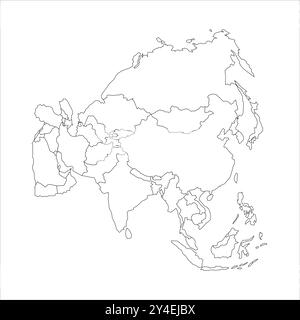 Diese Vektordarstellung zeigt die leere politische Karte Asiens, die die geografischen Umrisse des Kontinents darstellt Stock Vektor