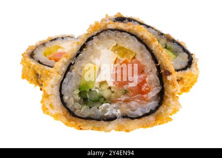 Gebackenes Sushi isoliert auf weißem Hintergrund Stockfoto
