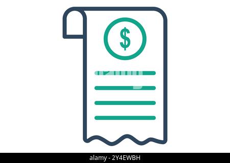 Rechnungssymbol. Liniensymbolstil. Papier mit Dollar. Symbol für Rechnung und Zahlung. Vektorillustration für Geschäftselemente Stock Vektor