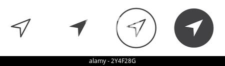 Kompass-Symbol in Form einer dünnen Linienkontur und eines linearen Vektorzeichens festgelegt Stock Vektor