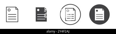 Das Dokumentsymbol wird in Form einer dünnen Linienkontur und eines linearen Vektorzeichens festgelegt Stock Vektor