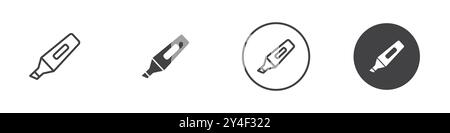 Das Symbol für die Hervorhebung wird in Form einer dünnen Linie und eines linearen Vektorzeichens festgelegt Stock Vektor