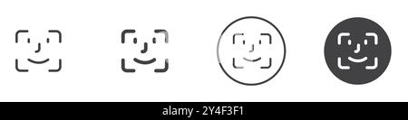Symbol für Flächen-ID in Form einer dünnen Linienkontur und linearem Vektorzeichen festgelegt Stock Vektor