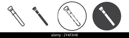 Make-up-Pinsel-Symbol in dünner Linienkontur und linearem Vektorzeichen gesetzt Stock Vektor
