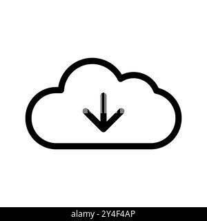 Herunterladen von Daten aus dem Cloud-Symbol. Einfaches schwarzes Verbindungssymbol. Stock Vektor