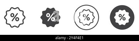 Prozentsymbol in Form einer dünnen Linienkontur und linearem Vektorzeichen Stock Vektor