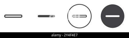 Minussymbol in Form einer dünnen Linienkontur und linearem Vektorzeichen Stock Vektor
