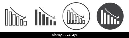 Symbol für das Reduktionsdiagramm in dünner Linienkontur und linearem Vektorzeichen gesetzt Stock Vektor