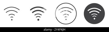 WLAN-Symbol in dünner Linienkontur und linearem Vektorzeichen Stock Vektor