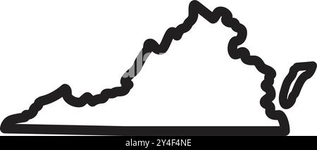 virginia VA State Shape Map Silhouette Umriss vereinfachten Vektor isoliert auf transparentem Hintergrund Stock Vektor