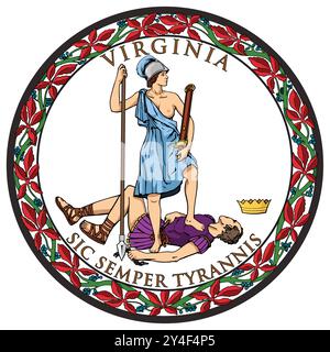 Genaue korrekte Dichtung des commonwealth of virginia VA State Siegel Wappenvektors isoliert auf transparentem Hintergrund Stock Vektor