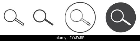 Suchsymbolgruppe in Form von dünnen Linien und linearem Vektorzeichen Stock Vektor