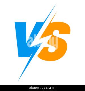 Vs. Farbiges Symbol. Flach versus Symbol. Im Vergleich zum Lightning-Logo. Stock Vektor