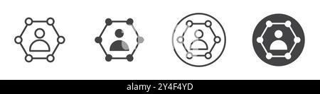 Symbol für Stakeholder in Form einer dünnen Linienkontur und linearem Vektorzeichen gesetzt Stock Vektor