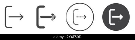 Abmeldesymbol in Form einer dünnen Linienkontur und eines linearen Vektorzeichens festgelegt Stock Vektor