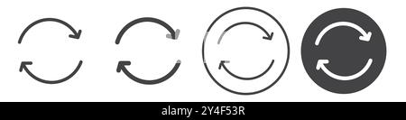 Synchronisierungssymbol in Form einer dünnen Linienkontur und eines linearen Vektorzeichens festgelegt Stock Vektor