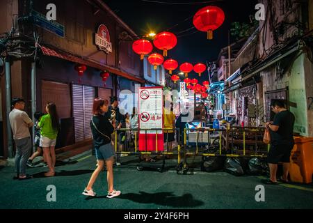 Jonker Street in Chinatown in Melaka während der chinesischen Neujahrsnacht Stockfoto