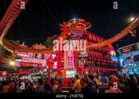 Jonker Street in Chinatown in Melaka während der chinesischen Neujahrsnacht Stockfoto