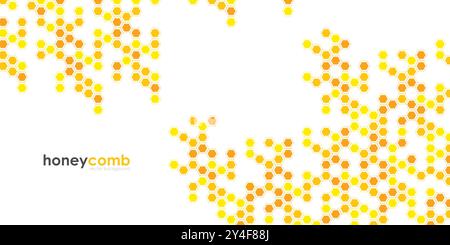 Bannerschablone mit gelben und orangefarbenen sechseckigen Zellen. Vektor-Honig-Textur Hintergrund Stock Vektor