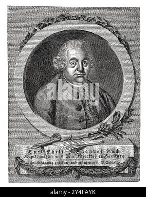 Carl Philipp Emanuel Bach (1714-88) - Gravurporträt Stockfoto