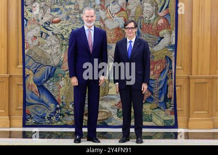 Madrid, Spanien. September 2024. Der spanische König Felipe VI. Bei einem Treffen mit Salvador Illa in Madrid am Mittwoch, 18. September 2024. Quelle: CORDON PRESS/Alamy Live News Stockfoto