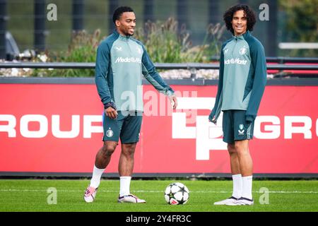 Rotterdam, Niederlande. September 2024. Rotterdam - während des Trainings von Feyenoord zur Vorbereitung des Champions-League-Duells gegen Bayer 04 Leverkussen im Trainingskomplex 1908 am 18. September 2024 in Rotterdam, Niederlande. Credit: Box to Box Pictures/Alamy Live News Stockfoto