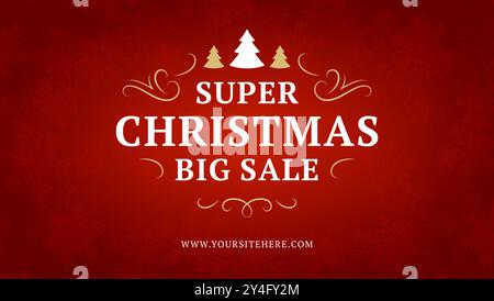 Saisonale Weihnachtseinkäufe Sonderangebot rotes Web Vintage Banner Vorlage Vektor Illustration. Weihnachtsrabatt Geschäftsankündigung Marketing adve Stock Vektor