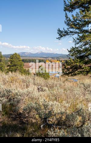Ein atemberaubender Blick auf die Teton Bergkette im Grand Teton National Park, WY. Stockfoto