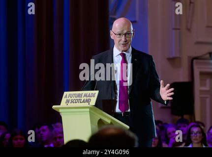 Edinburgh, Großbritannien, 18. September 2024: Schottlands erster Minister John Swinney spricht zum 10. Jahrestag des schottischen Unabhängigkeitsreferendums an SNP-Mitgliedern in den Versammlungsräumen. Quelle: DB Media Services / Alamy Live Stockfoto