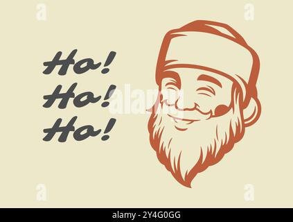 Lächelnde Santa Claus Porträt Frohe Weihnachten Glückwünsche Vintage Grußkarte Design Vektor Illustration. Happy New Year Großvater Charakter fe Stock Vektor