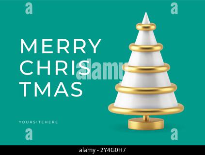 Mode Frohe Weihnachten Glückwünsche Türkis Grußkarte realistische 3D Icon Vektor Illustration. Elegantes Webbanner X für das „Happy New Year“-fest Stock Vektor