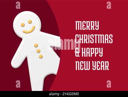 Winterurlaub Glückwünsche rote Grußkarte Vorlage realistisches Design 3D Icon Vektor Illustration. Frohe Weihnachten festliche Feier Banner Gin Stock Vektor