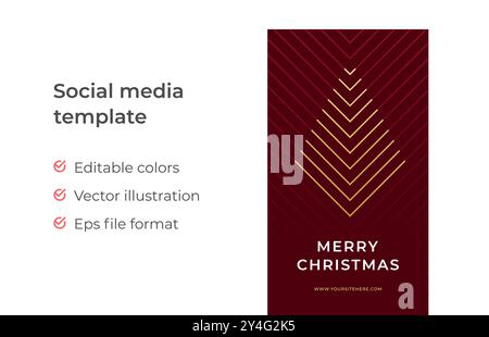 Frohe Weihnachten ornamental geometrische Weihnachten Fichte Social Media Geschichten Vorlage Design Moderne Vektor Illustration. Traditioneller Winterurlaub Glückwunsch Stock Vektor