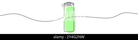 Durchgehende Linienzeichnung der Batterie. Einzeilige Zeichnung einer Batterie. Line-Art-Batterie. Vektorabbildung. Stock Vektor