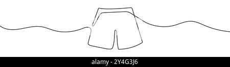 Durchgehende Linienzeichnung von Männershorts. Einzeilige Zeichnung einer Herrenshorts. Line Art Herrenshorts. Vektorabbildung. Stock Vektor