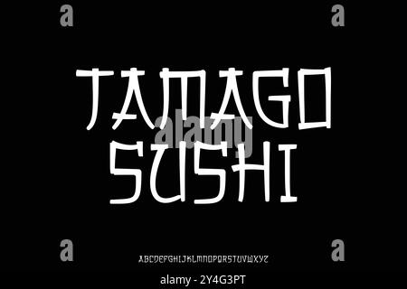 Moderne dekorative japanische Stil Alphabet Anzeige Schriftvektor. Sushi-Bar Schriftart Stock Vektor