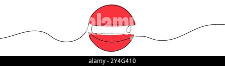 Durchgehende Linienzeichnung des Verkehrszeichens Einfahrt verboten. Einzeilige Zeichnung eines Stoppzeichens. Line Art Straßenschild. Vektorabbildung. Stock Vektor