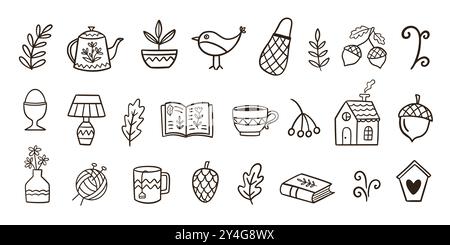 Kollektion „Herbstdoodle“ Mit „Herbstsymbolen“ Stock Vektor