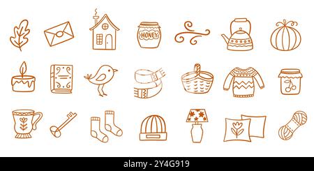 Kollektion „Herbstdoodle“ Mit „Herbstsymbolen“ Stock Vektor