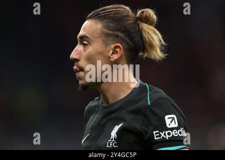 Mailand, Italien. September 2024. Kostas Tsimikas vom FC Liverpool während des Spiels der UEFA Champions League in Giuseppe Meazza, Mailand. Der Bildnachweis sollte lauten: Jonathan Moscrop/Sportimage Credit: Sportimage Ltd/Alamy Live News Stockfoto