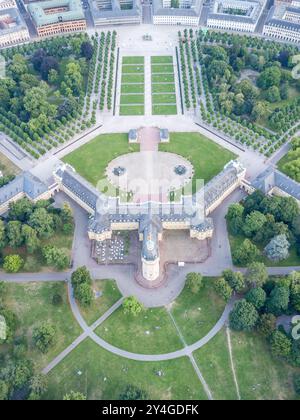 Luftaufnahme des Schlosses Karlsruhe in Deutschland Stockfoto