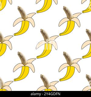 Banane mit nahtlosem Muster und Spiegelkugel. Vektor des Mosaikstils Stock Vektor
