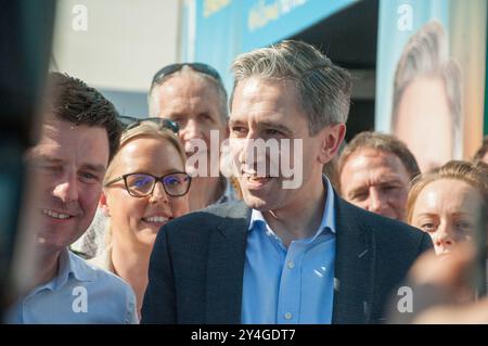 Irland, 17.09.2024, Simon Harris, Leader von Fine Gael und Taoiseach von Irland, sprach bei der National Pflüghing Championship 2024. Kredit: Karlis Dzjamko Stockfoto