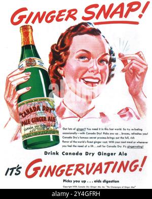 1939 Canada Dry Ginger Ale Ad - „Ginger Snap!... Es ist Gingervating“ Stockfoto