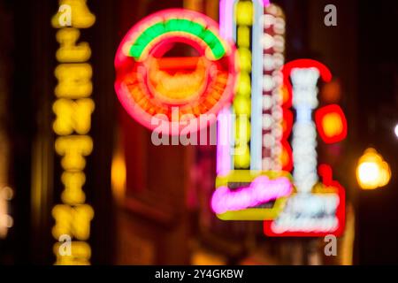 Neon Nachtleben Blur Broadway Street Nashville Motion Perspektive Stockfoto