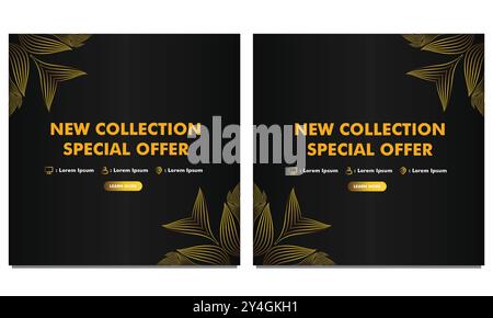 golden Line Social-Media-Postvorlage Stock Vektor