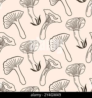 Pilze Herbst Pilze Sketch Seamless Pattern Stock Vektor