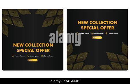 golden Line Social-Media-Postvorlage Stock Vektor