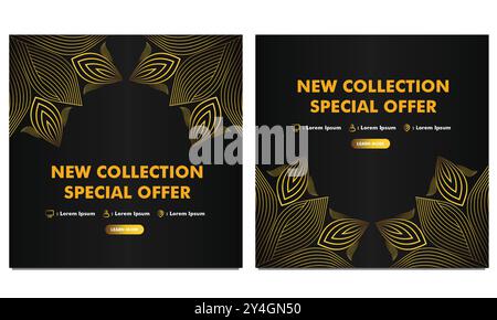 golden Line Social-Media-Postvorlage Stock Vektor