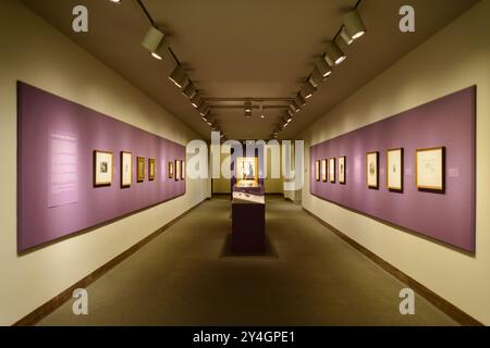 WASHINGTON DC, USA – Eine Galerie mit kleinen Radierungen von James McNeill Whistler in der Freer Gallery of Art in der National Mall. Dieser intime Ausstellungsraum zeigt Whistlers Beherrschung der Ätztechnik und bietet Besuchern einen näheren Blick auf die detaillierten und atmosphärischen Drucke des amerikanischen Künstlers, die einen bedeutenden Teil der Sammlung der Smithsonian Institution bilden. Stockfoto